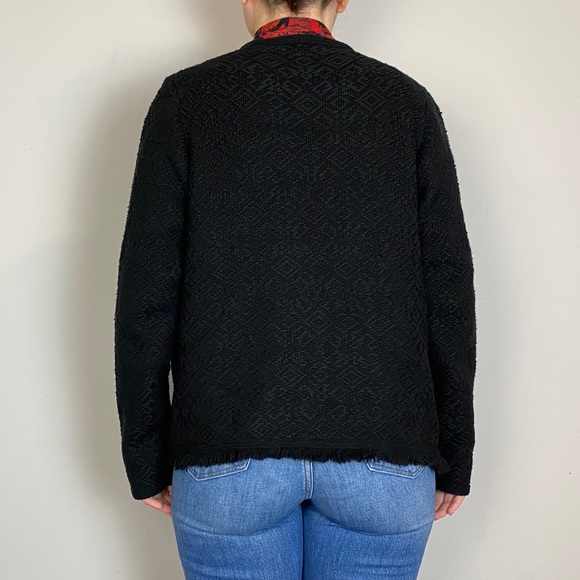 Faherty Santa Ana Black Diamond Embroidered Fringe Sweater Jacket - Picture 4 of 12